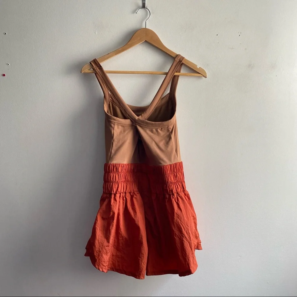 Free People Rust Orange Skort with Tan Bodysuit